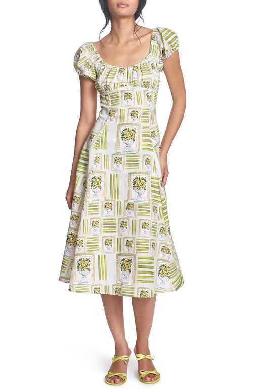 corey lynn calter calista embroidered basque-waist midi dress THE CORDELIA DRESS- LEMON at cost long dress Jennifer Lopez Wears Green Size:UK 10.5 / US 11.5 / EU 29