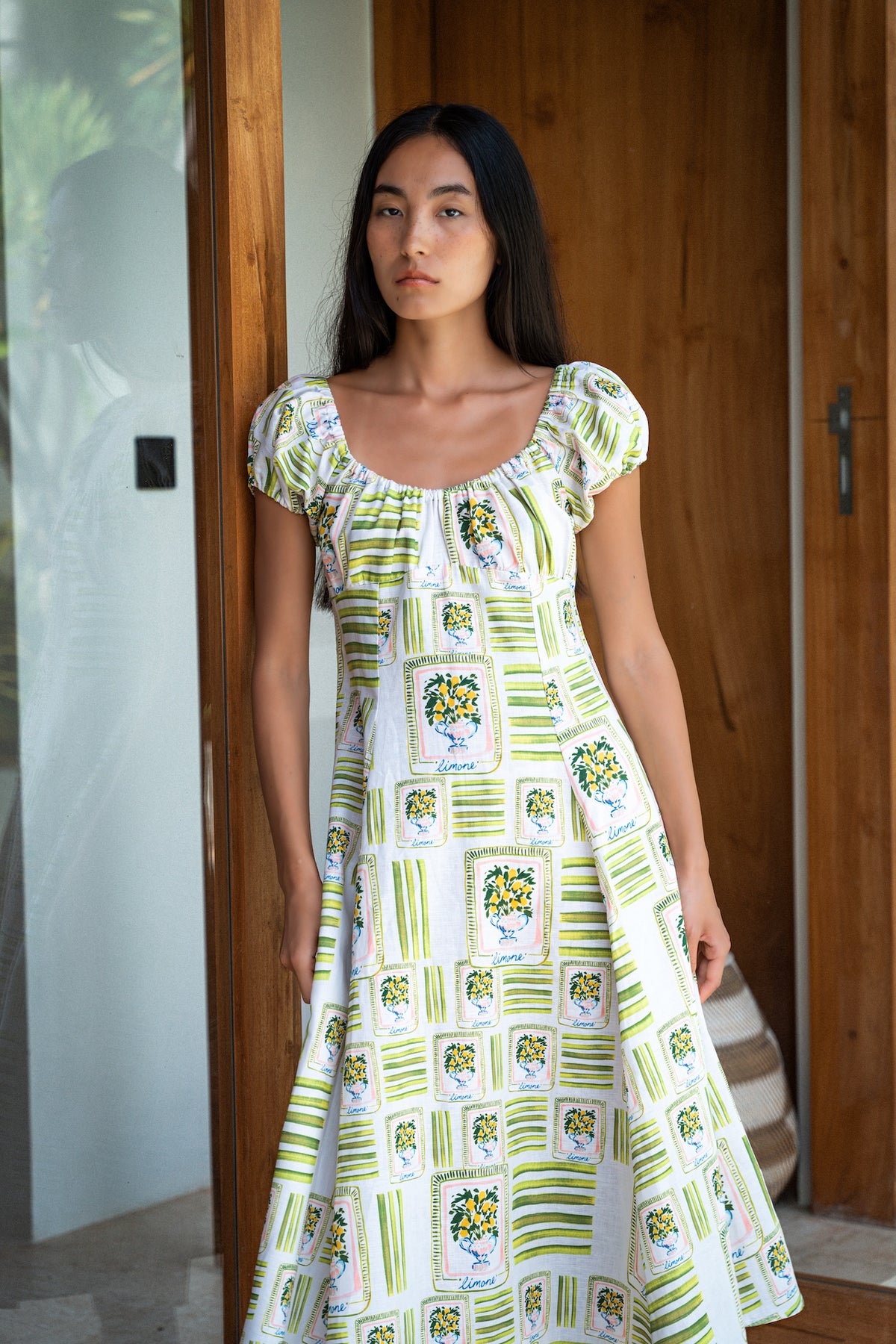corey lynn calter calista embroidered basque-waist midi dress THE CORDELIA DRESS- LEMON – CLC by Corey Lynn Calter