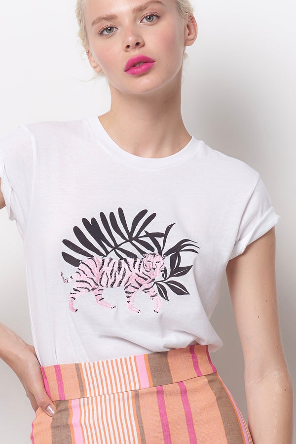 YVETTE Embroidered Tiger Tee