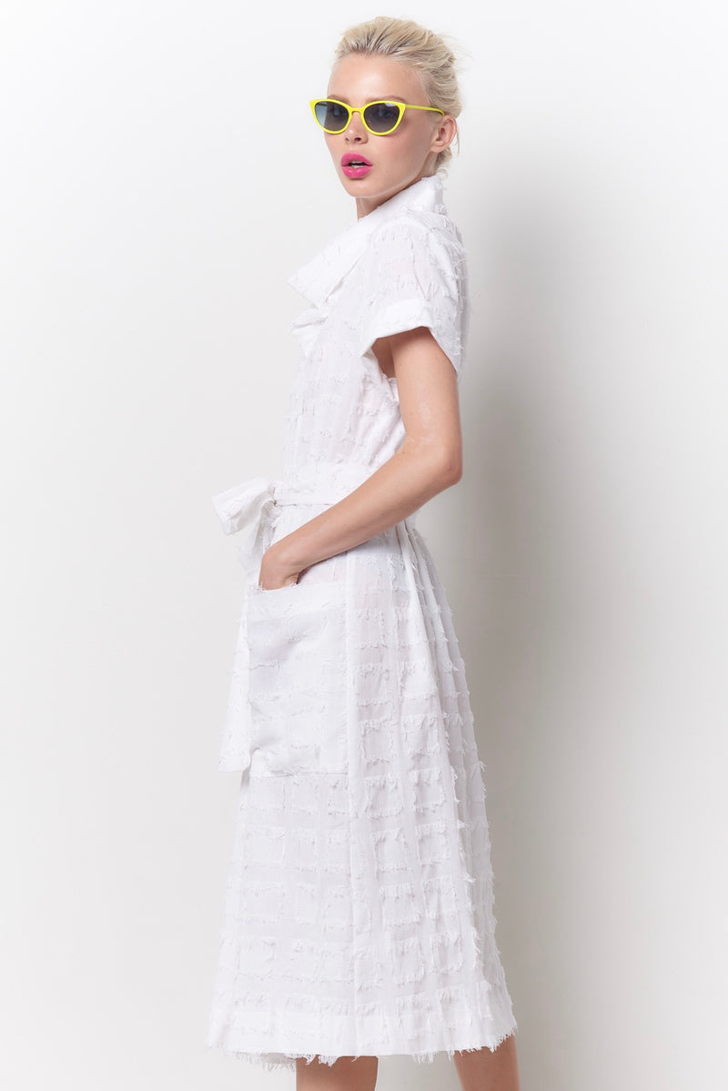 MILLY Cowl Neck Dress - White