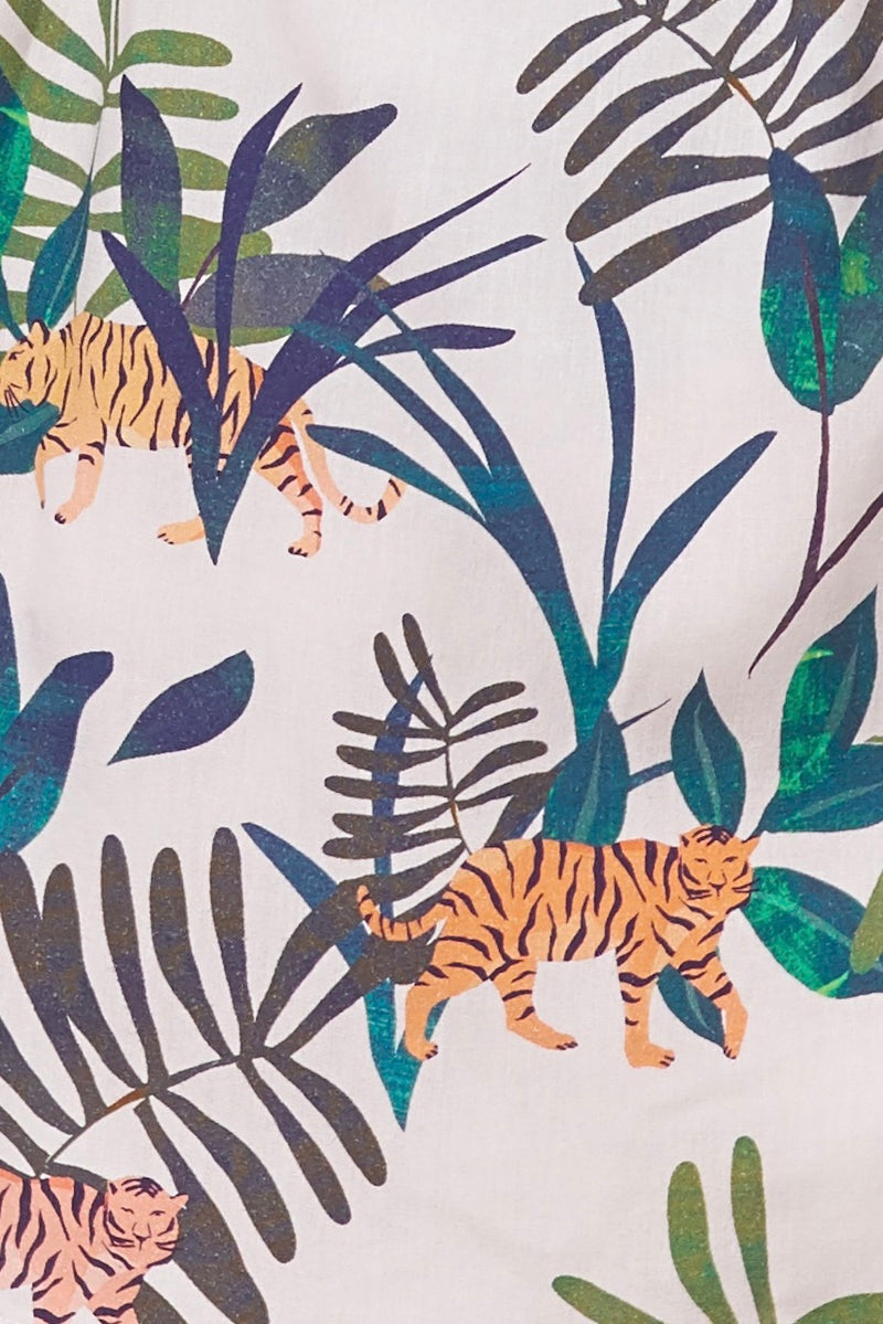 ANAIS Shirt Style Jumpsuit - Tiger print