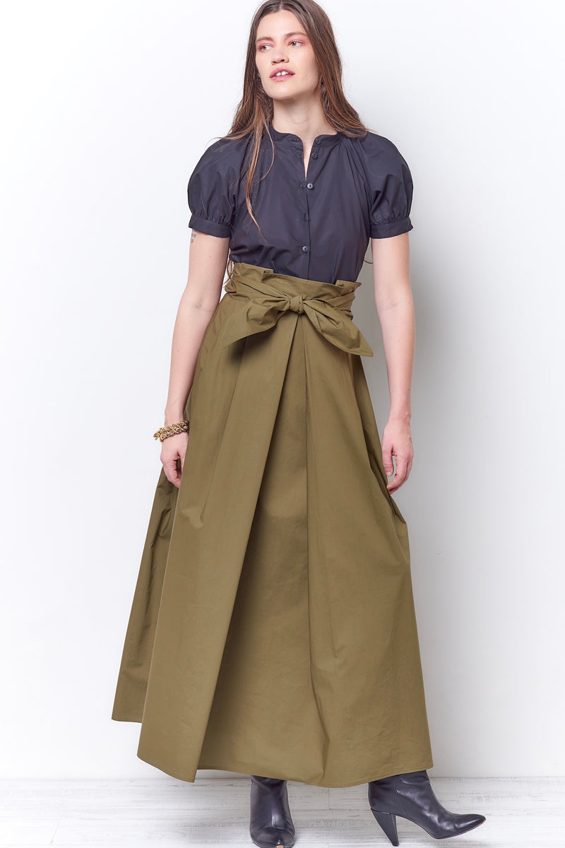 CELESTE Maxi Paperbag Skirt - Poplin