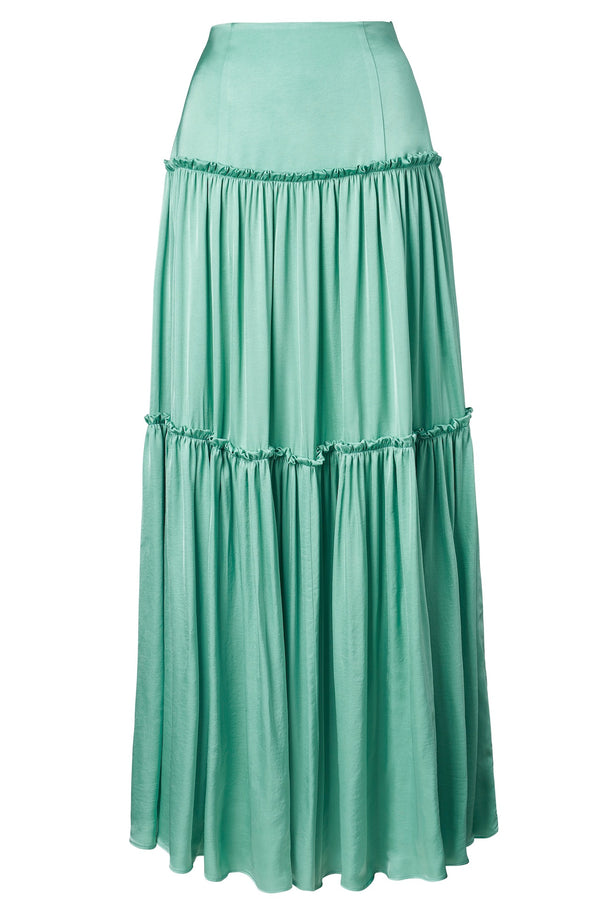 LILA Tiered Maxi Skirt - Mint