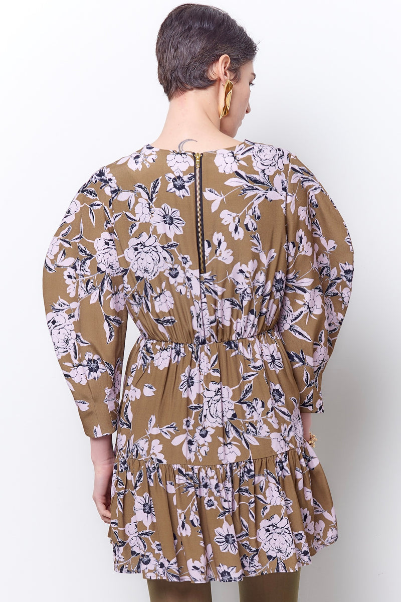 DEIRDRA Curved Sleeve Mini Dress - Floral