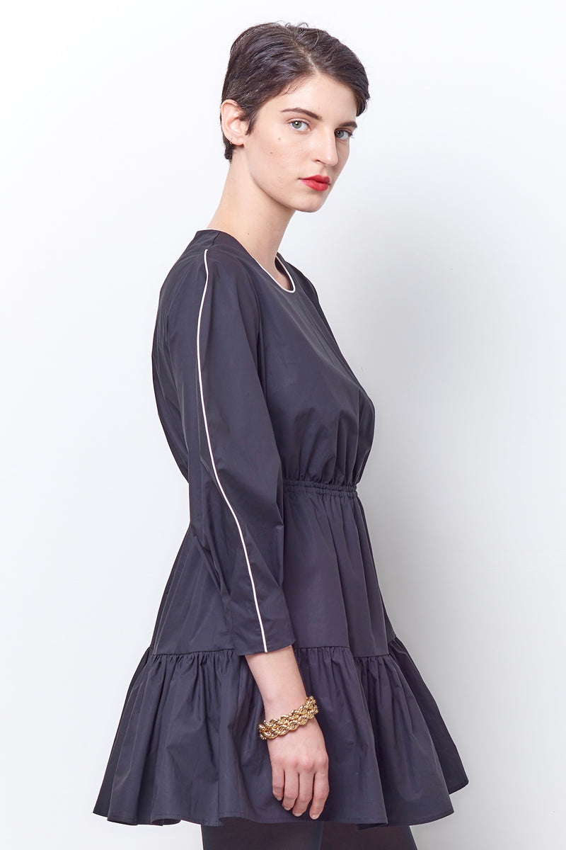 DEIRDRA Curved Sleeve Mini Dress - Poplin