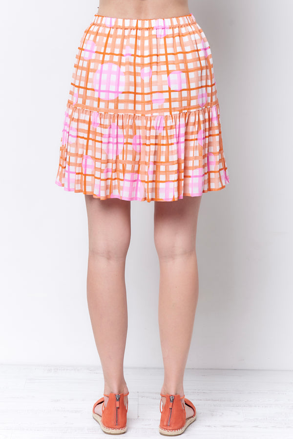 KARINA Pull on Skirt - Plaid print