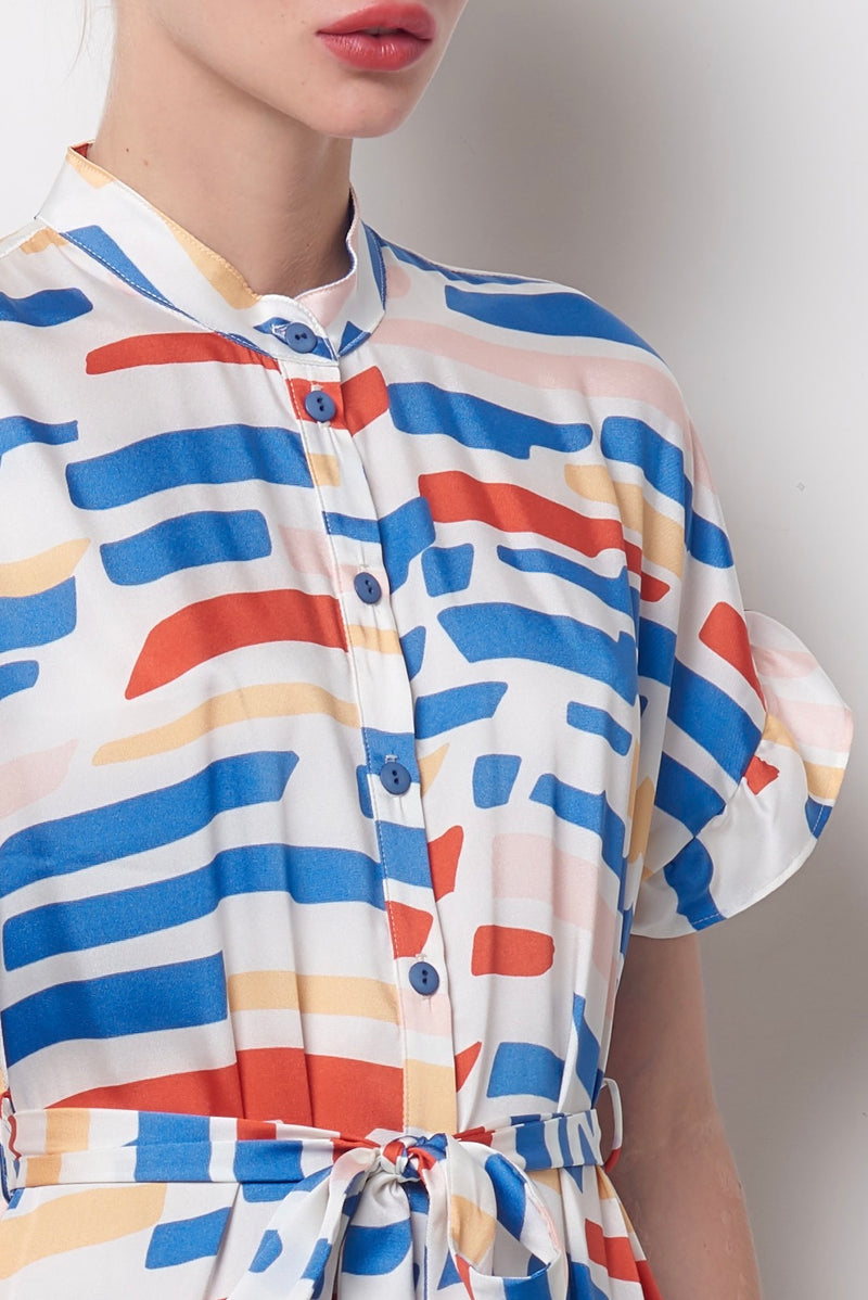 MARTA Shirt Dress - Cut Color Print